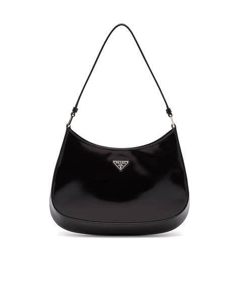 prada cleo bag black|brushed leather shoulder bag prada.